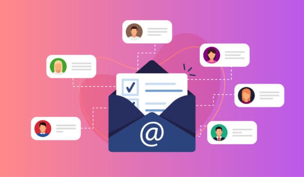 vector graphic showing an illustration of how to do email marketing