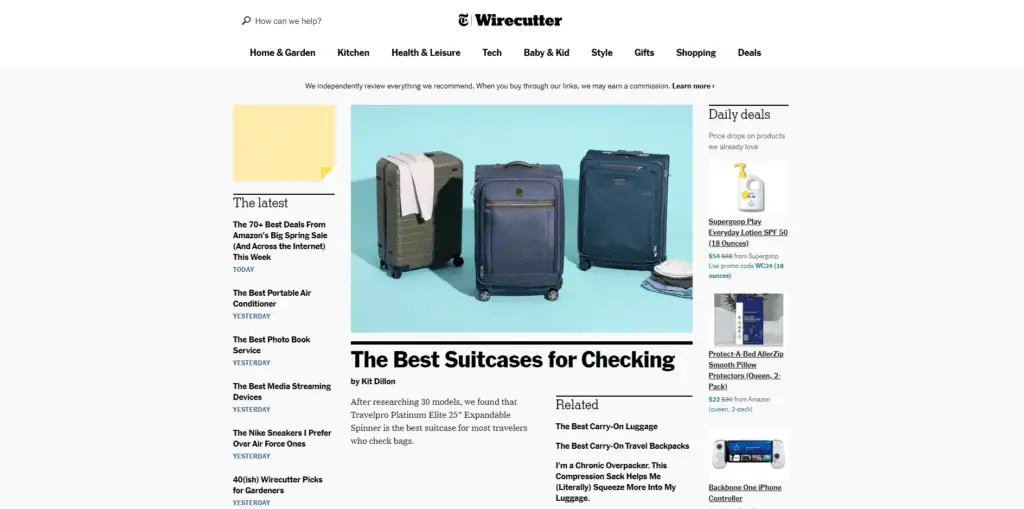 wirecutter homepage screenshot