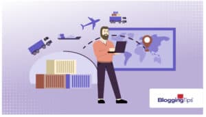vector graphic showing a man standing in front of logistics moving to indicate how to start dropshipping